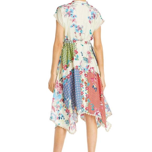 JOHNNY WASs  Lubello Parker Silk Patchwork Shirt Dress Multi Size Small - Picture 2 of 14